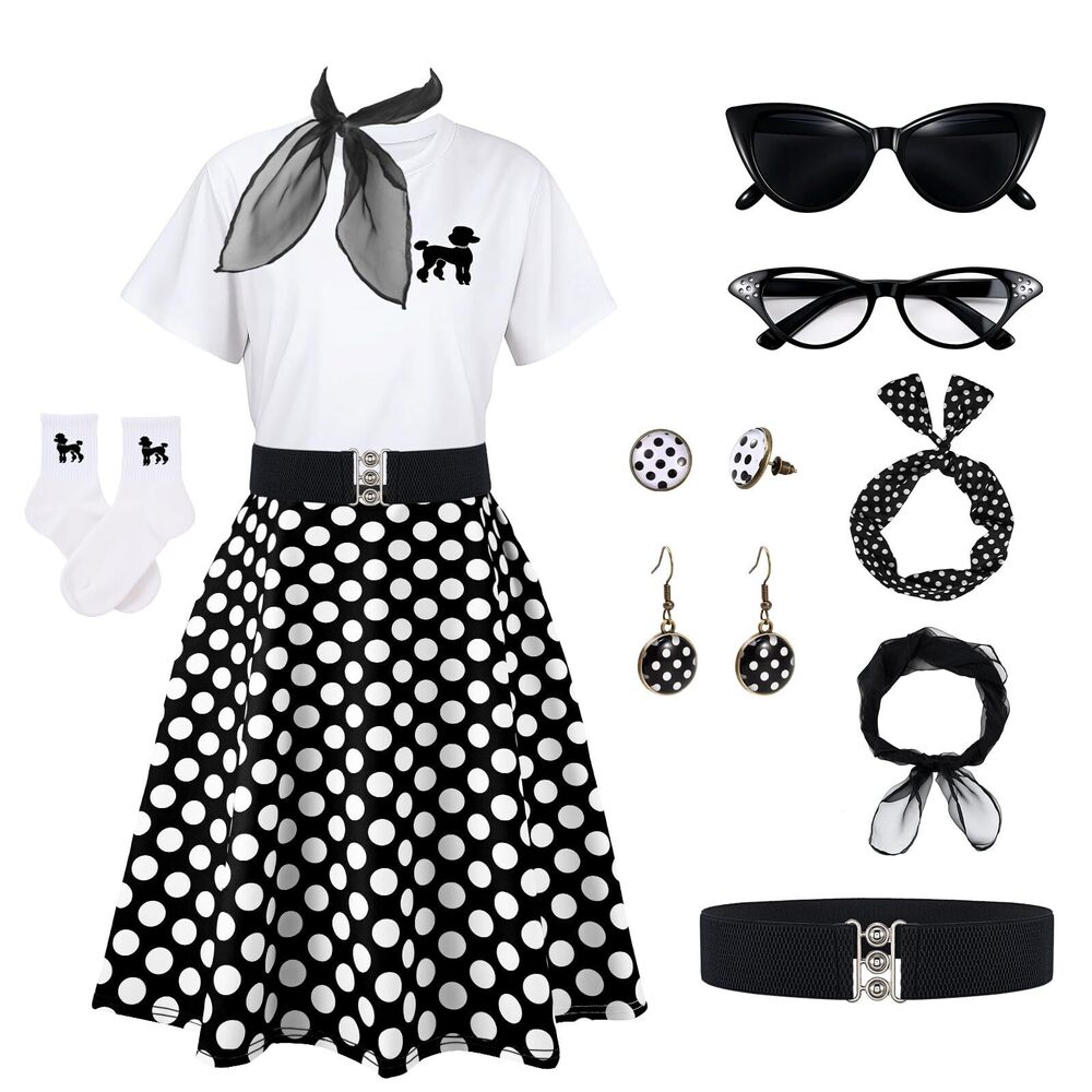 9923 Poodle Skirts For 50s Costume Sock Hop Outfits,1950s Black